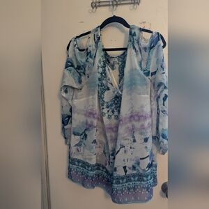 Jennifer Lopez Blue and Purple Sheer Kimono